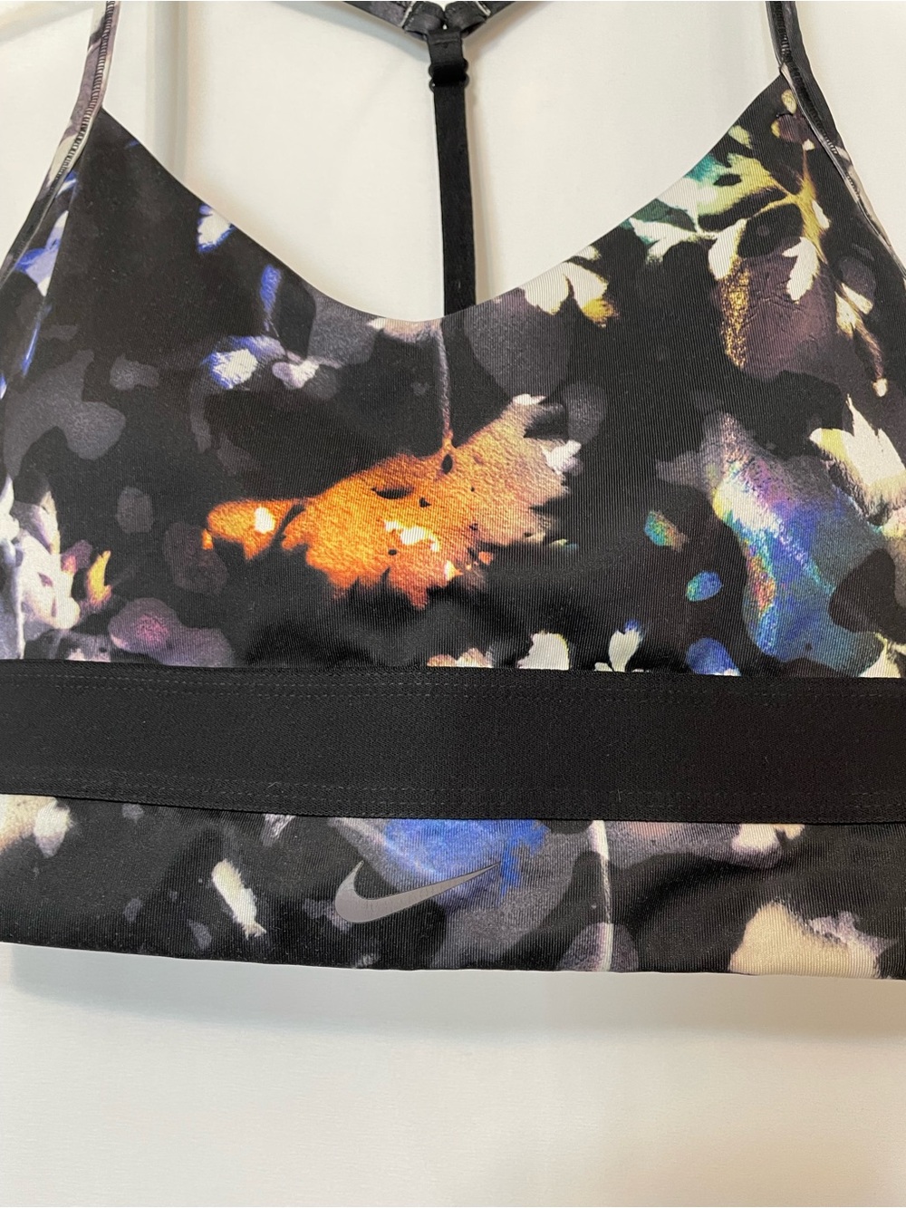 Nike Floral Print Strappy Sports Bra Black/multi-color Women’s Medium - Picture 3 of 4